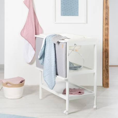 ROBA Table à Langer avec Baignoire Intégrée Blanche Baby Pool et Matelas à Langer Imperméable Gris - Plan à Langer Pivotable BLANC 2 - vertbaudet enfant 