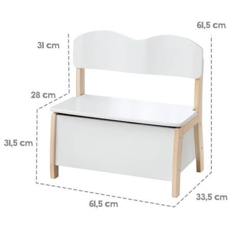 Banc Coffre à Jouets pour Enfant en Bois - ROBA - Meuble de Rangement 2 en 1 - Blanc / Naturel BLANC 3 - vertbaudet enfant 