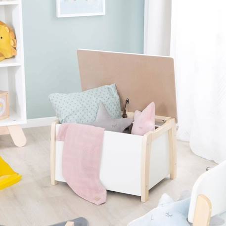 Banc Coffre à Jouets pour Enfant en Bois - ROBA - Fermeture Douce - Blanc / Aspect Bois BLANC 2 - vertbaudet enfant 