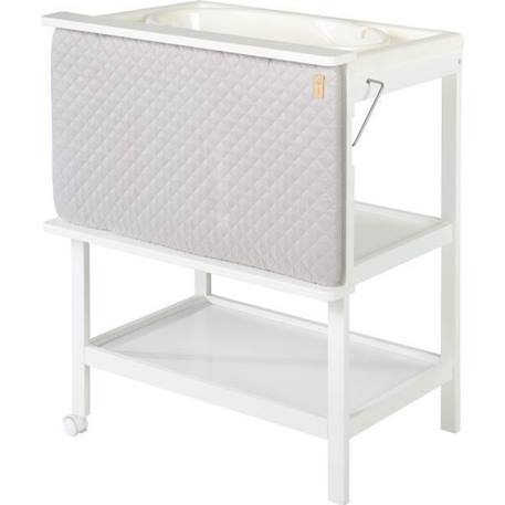 ROBA Table à Langer avec Baignoire Intégrée Blanche Baby Pool et Matelas à Langer Imperméable Gris - Plan à Langer Pivotable BLANC 1 - vertbaudet enfant 