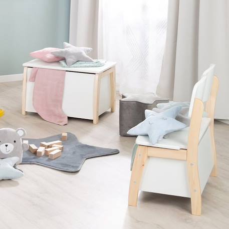 Banc Coffre à Jouets pour Enfant en Bois - ROBA - Fermeture Douce - Blanc / Aspect Bois BLANC 6 - vertbaudet enfant 