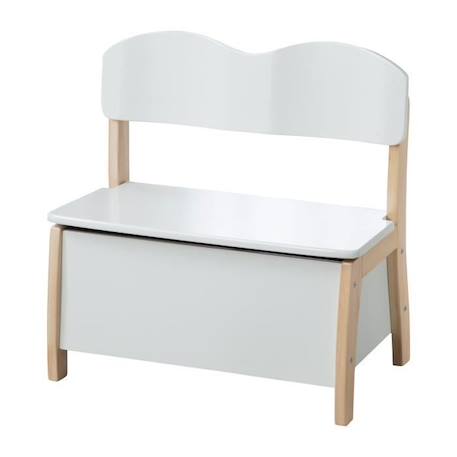 Banc Coffre à Jouets pour Enfant en Bois - ROBA - Meuble de Rangement 2 en 1 - Blanc / Naturel BLANC 1 - vertbaudet enfant 