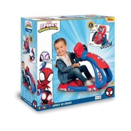 Smoby - Spidey - V8 Driver - Simulateur de conduite pour enfant - Siège ajustable - Sons et lumières - Piles non incluses BLEU 2 - vertbaudet enfant 