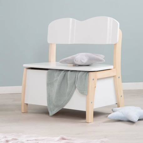 Banc Coffre à Jouets pour Enfant en Bois - ROBA - Meuble de Rangement 2 en 1 - Blanc / Naturel BLANC 2 - vertbaudet enfant 