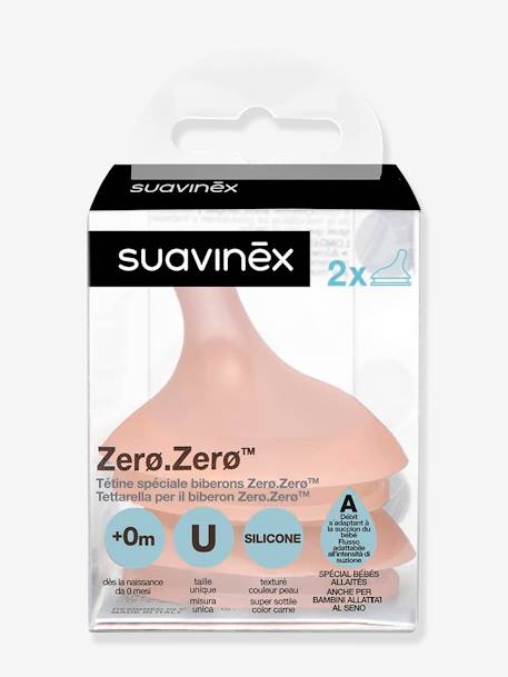 Lot de 2 tétines spécial allaitement mixte pour biberon Zer0.Zer0 SUAVINEX Rose nude 4 - vertbaudet enfant 