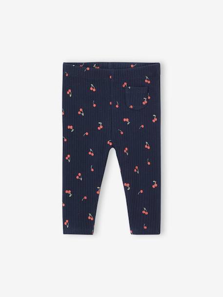 Legging en côtes imprimé bébé bleu ardoise+mauve 1 - vertbaudet enfant 