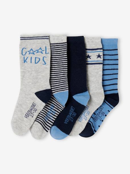 Lot de 5 paires de chaussettes 'Cool Kids' garçon bleu azur+vert sauge 1 - vertbaudet enfant 