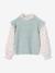 Pull effet 2 en 1 fille manches en gaze de coton vanille+vert de gris 7 - vertbaudet enfant 