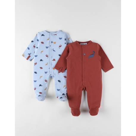 Ensemble de 2 pyjamas 1 pièce en jersey brique/beige clair BLEU 1 - vertbaudet enfant 