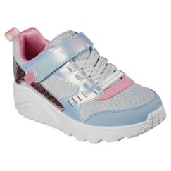 Chaussures-Baskets fille Skechers Uno Lite Gen Chill - blanc/argenté - SKECHERS - Scratch - Synthétique - Compensé