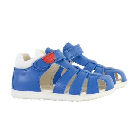 Sandales enfant Geox - Plate Cuir - Modèle Macchia Royal - Type de talon Plat - Scratch - Confort exceptionnel BLEU 3 - vertbaudet enfant 