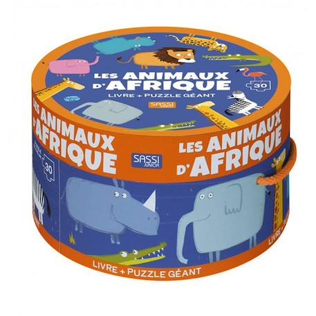 Puzzle Animaux d'Afrique - SASSI JUNIOR - 30 pièces - Livre éducatif JAUNE 1 - vertbaudet enfant 