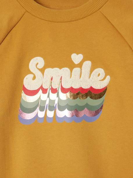 Sweat motif smile en bouclettes fille moutarde 3 - vertbaudet enfant 