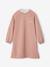 Robe en molleton col en broderie anglaise fille blush+vert de gris 1 - vertbaudet enfant 