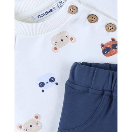 Ensemble sweatshirt imprimé animalier + jogging denim écru/bleu BLEU 3 - vertbaudet enfant 