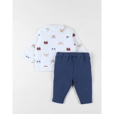 Ensemble sweatshirt imprimé animalier + jogging denim écru/bleu BLEU 2 - vertbaudet enfant 