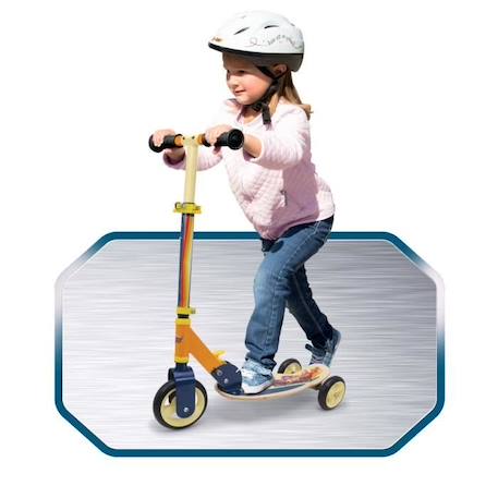 Patinette pliable Smoby Cars - 3 roues silencieuses - plateau bois - Jaune et Multicolore JAUNE 5 - vertbaudet enfant 