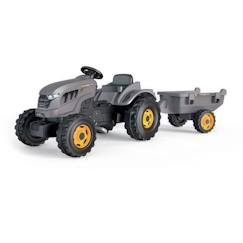 Jouet-Jeux de plein air-Véhicules enfant-Tracteur à pédales Smoby Stronger XXL + Remorque - Gris