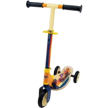 Patinette pliable Smoby Cars - 3 roues silencieuses - plateau bois - Jaune et Multicolore JAUNE 1 - vertbaudet enfant 