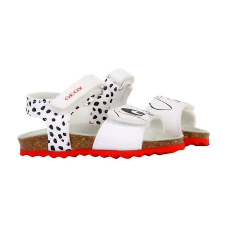 Sandales Cuir Geox Chalki - Blanc / Noir - Enfant - Ouvert - Confort exceptionnel NOIR 3 - vertbaudet enfant 