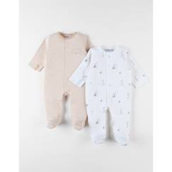 Bébé-Pyjama, surpyjama-Ensemble de 2 pyjamas 1 pièce en jersey abricot/écru