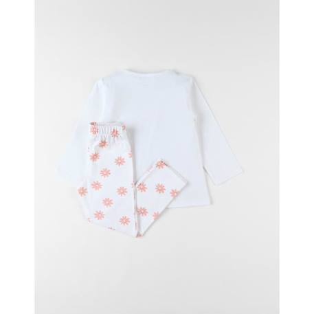 Pyjama 2 pièces en jersey écru/corail BLANC 2 - vertbaudet enfant 