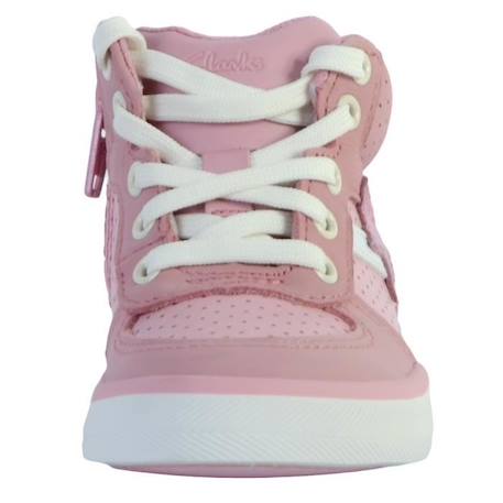 Basket Montante Cuir Enfant Clarks City Flake - CLARKS - Blanc - Version haute - Rond - Confort exceptionnel ROSE 4 - vertbaudet enfant 