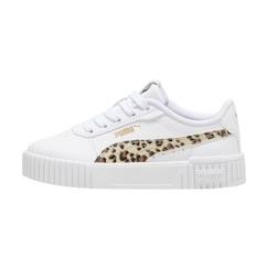 Chaussures-Chaussures garçon 23-38-Basket à Lacets Puma Carina 2.0 Animal Update P.S - Blanc-Or