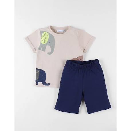 Garçon-Pyjama 2 pièces éléphants en jersey sable/indigo