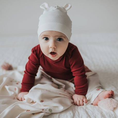 Bonnet ourson bébé en bambou, Uni BLANC 2 - vertbaudet enfant 