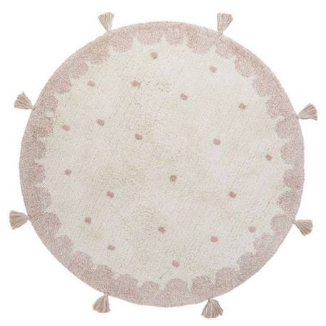 Tapis enfant Mallen tissé main en coton naturel / rose Ø110 - Nattiot ROSE 1 - vertbaudet enfant 