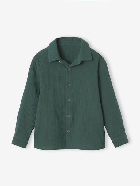 Chemise gaze de coton garçon vert sapin 1 - vertbaudet enfant 