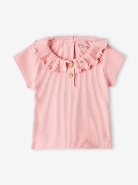 Bébé-T-shirt, sous-pull-T-shirt-Tee-shirt en côtes bébé avec collerette