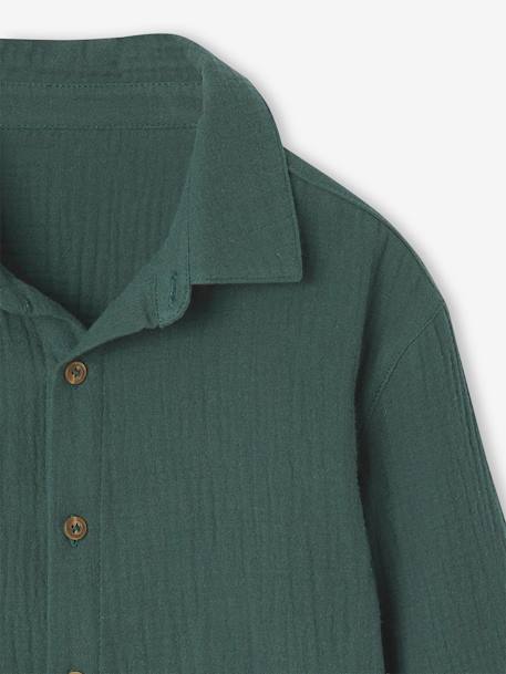 Chemise gaze de coton garçon vert sapin 3 - vertbaudet enfant 