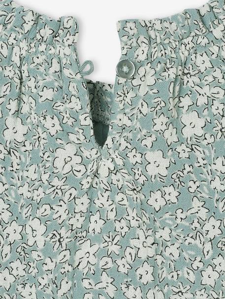 Robe à volants bébé fille en gaze de coton vert sauge+vieux rose 4 - vertbaudet enfant 