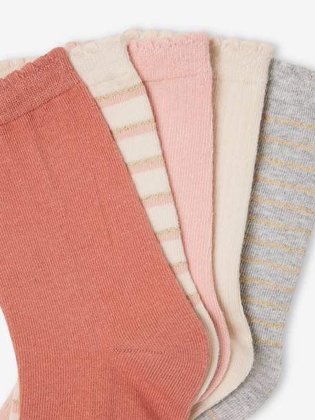 Lot 5 paires de chaussettes fille vieux rose 2 - vertbaudet enfant 