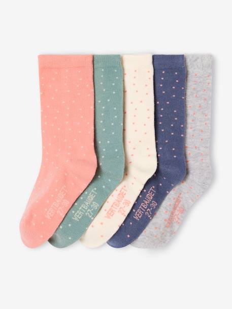 Lot de 5 paires de chaussettes à pois fille rose+vieux rose 1 - vertbaudet enfant 