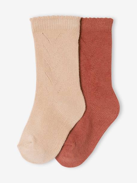 Lot de 2 paires de chaussettes hautes bébé fille bois 1 - vertbaudet enfant 