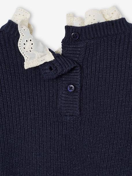 Pull en côte perlée bébé col en broderie anglaise marine+rayé marine+vert sauge 4 - vertbaudet enfant 