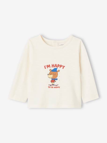 T-shirt motif ours manches longues bébé en coton bio  - vertbaudet enfant