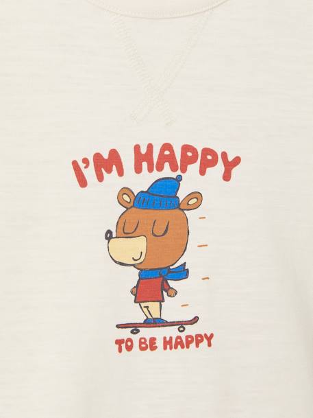 T-shirt motif ours manches longues bébé en coton bio écru 2 - vertbaudet enfant 