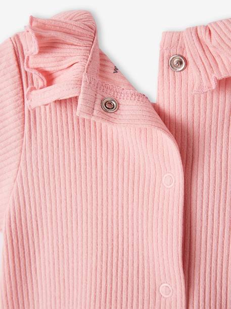 Tee-shirt en côtes bébé avec collerette rose 3 - vertbaudet enfant 