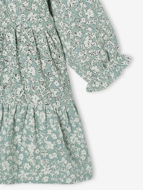 Robe à volants bébé fille en gaze de coton vert sauge+vieux rose 3 - vertbaudet enfant 