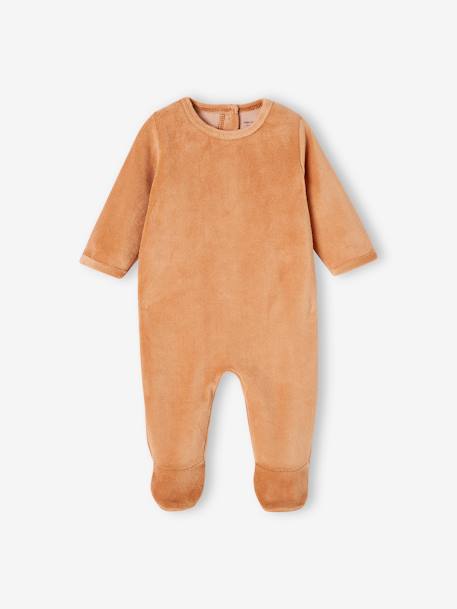 Lot de 3 dors-bien en velours bébé BASICS Lot camel+Lot cappuccino+Lot rose poudré 4 - vertbaudet enfant 