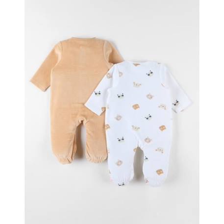 Ensemble de 2 pyjamas 1 pièce en velours écru/abricot BEIGE 2 - vertbaudet enfant 