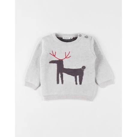 Pull tricot Noël chiné beige BEIGE 1 - vertbaudet enfant 