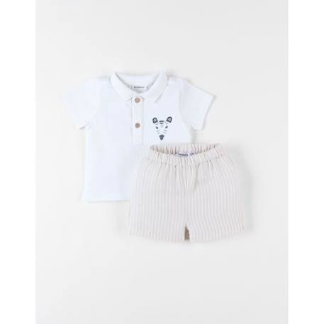 Bébé-Ensemble-Ensemble polo + short beige/écru