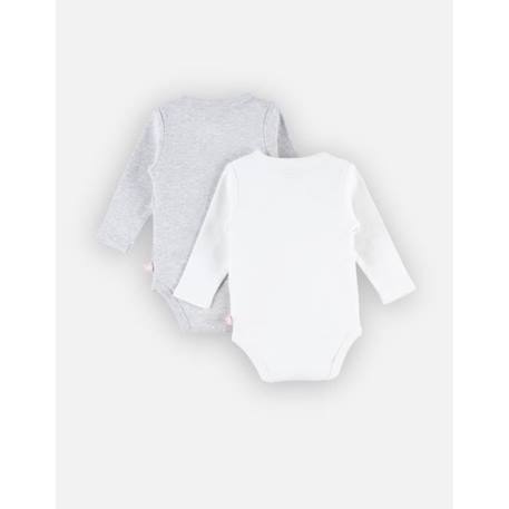 Set de 2 bodys croisés à manches longues GRIS+ROSE 2 - vertbaudet enfant 