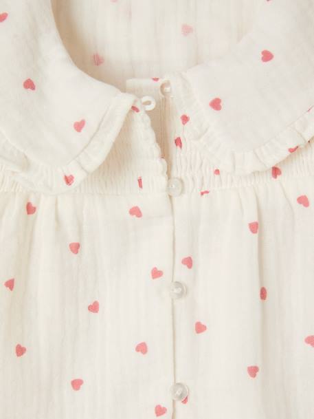 Blouse coeurs en gaze de coton bébé fille écru 4 - vertbaudet enfant 