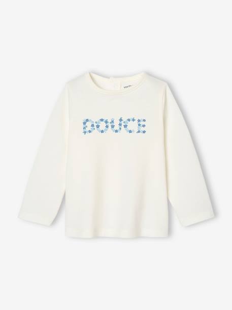 T-shirt motif fleuri 'douce' bébé écru 1 - vertbaudet enfant 